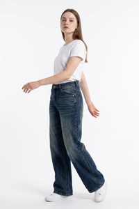 Women's Classic Blue Wash High Waist Straight Leg Jeans