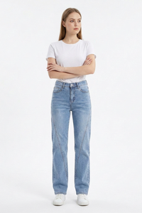 Women's Fall Classic Diagonal Seam Straight Leg Jeans