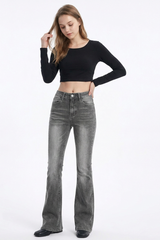 Women's Wash High Waist Stretch Slim Fit Flare Jeans