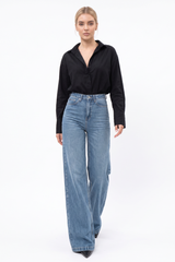 Women's Classic Wash High Waist Baggy Wide Leg Jeans