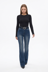 Women's Fall Washed High Waist Flare Jeans