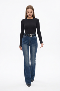 Women's Fall Washed High Waist Flare Jeans