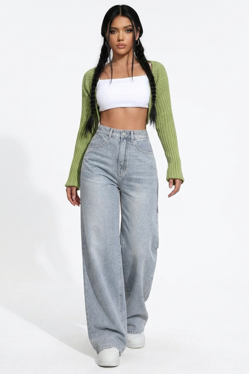 Women's High-Waisted Vintage Washed Baggy Wide-Leg Jeans