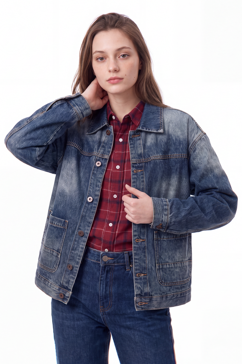 Women's Vintage Wash Relaxed Denim Jacket