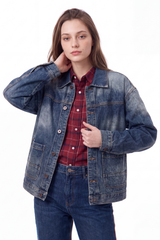 Women's Vintage Wash Relaxed Denim Jacket