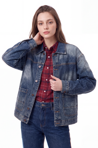 Women's Vintage Wash Relaxed Denim Jacket