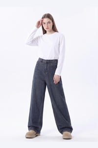 Women's 100% Cotton Vintage Relaxed-Fit Wide Leg Jeans