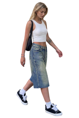 Women's Rhinestone High-Waisted Denim Bermuda Shorts