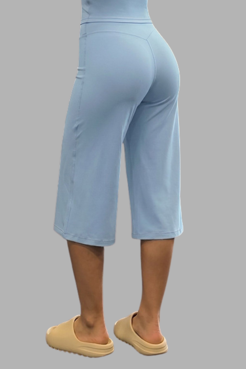 Women's High-Waist Wide-Leg Sports Yoga Cropped Pants