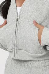 Women Hooded Sport Set: Zip Hoodie + Pants