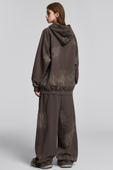 Women's Vintage Fall Set: Washed Hoodie & Wide-Leg Sweatpant