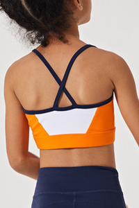 Kids color-cross back high-elasticity sports tank top.