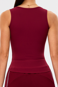 Women's U-Neck Ribbed Form-Fitting Yoga Tank Top
