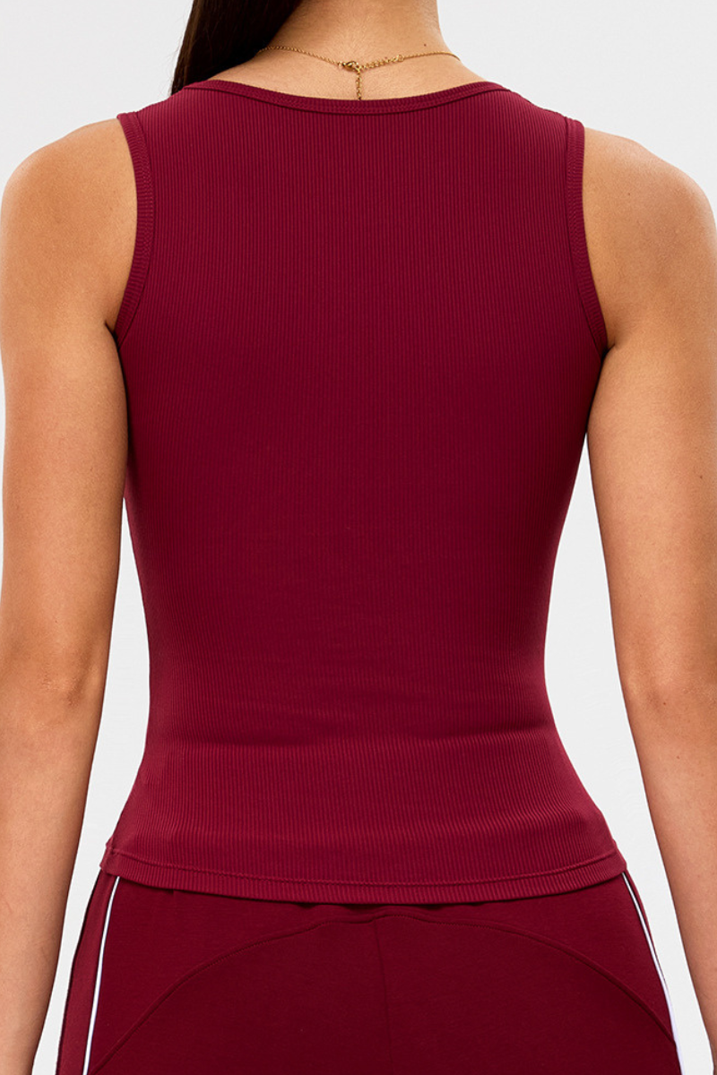 Women's U-Neck Ribbed Form-Fitting Yoga Tank Top