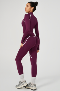 Women's Seamless Color-Block Jacket & Yoga Legging Two-Piece Set