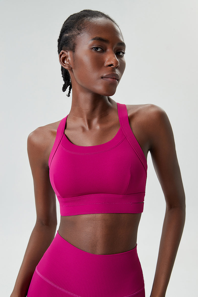 Back buckle cross-back sports bra