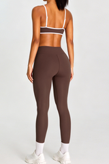 Women's Color-Block  Sports Bra & Cross Waist Shorts Set