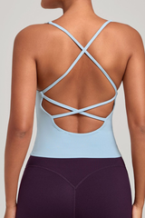 Women's Athletic V-neck Cross Back Tank Top