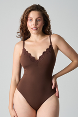 Women's V-Neck Lace Shapewear Spaghetti Strap Thong Bodysuit