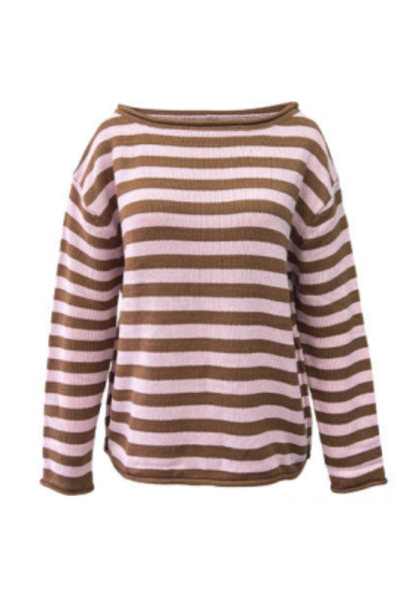 Women's Fall Crew Neck Striped Thin Lazy Knit Sweater