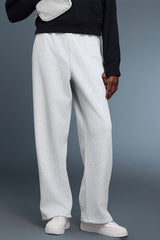 Women Loose Straight Leg Fleece-Lined Drawstring Casual Sport Pants