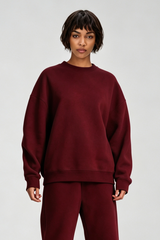 Women's Fall Fleece‑Lined Drop Shoulder Oversized Pullover