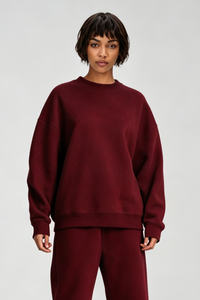 Women's Fall Fleece‑Lined Drop Shoulder Oversized Pullover
