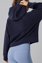 Women's Fall/Winter Fleece Half Zip Cropped Thermal Hoodie