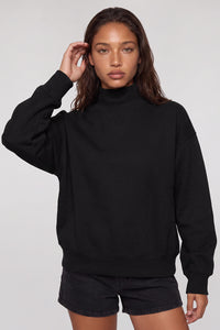 Women's Fall Solid Fleece Loose Mock Neck Sweatshirt