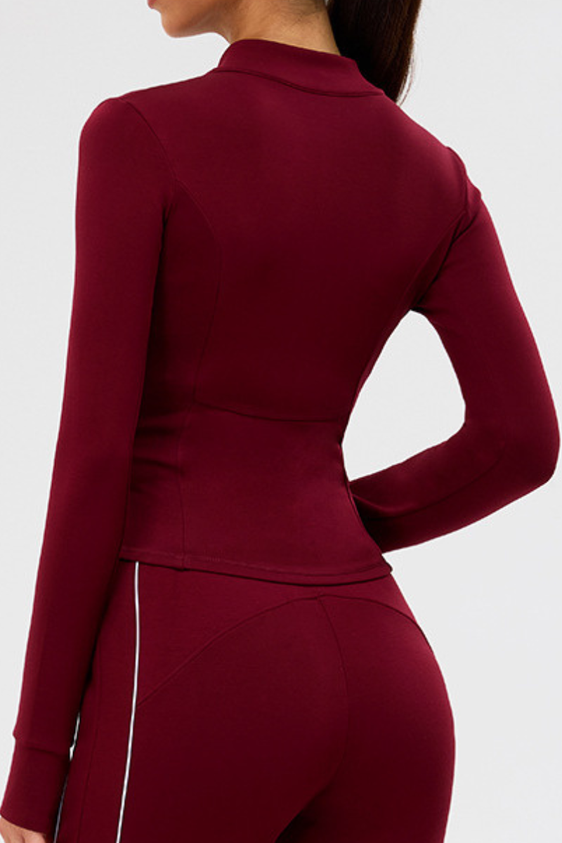 Women's Slim-Fit Stand Collar Finger Cuffs Yoga Sport Jacket