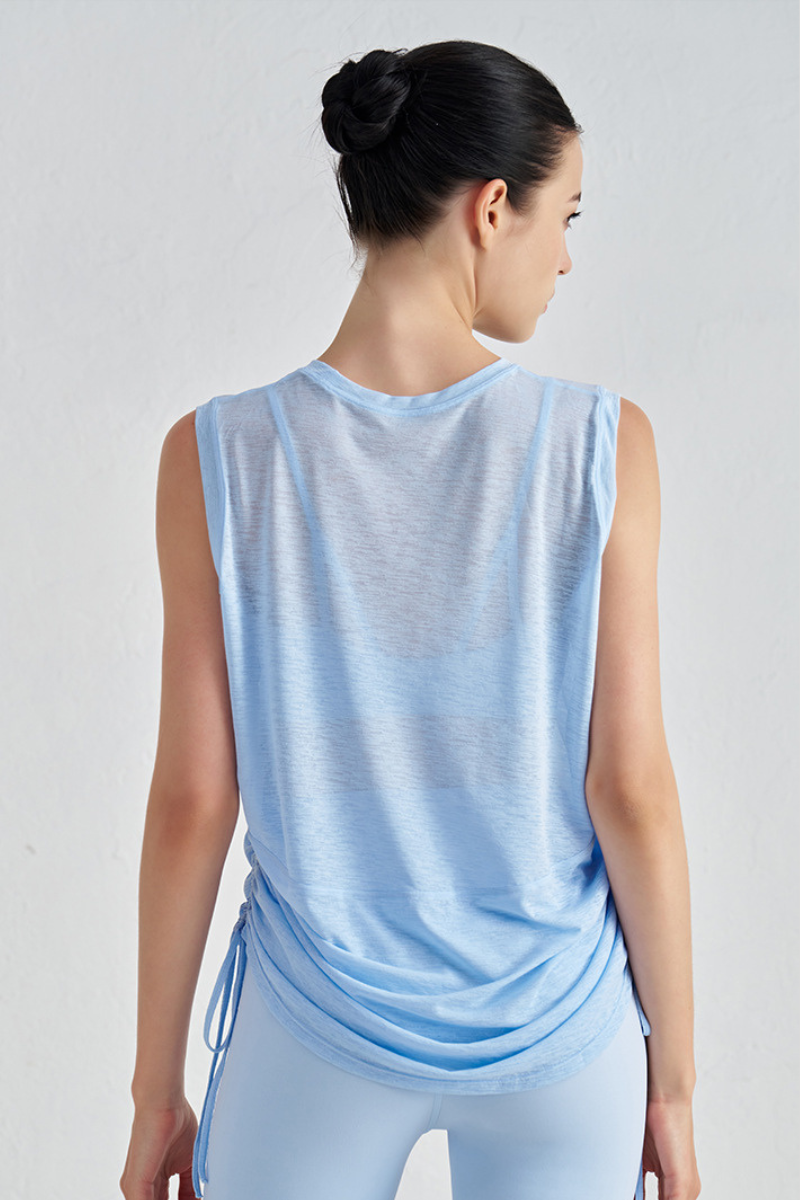 Women's Side Drawstring Sleeveless Breathable Tank Top