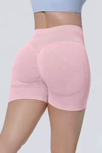Women's Athletic Seamless Washed Pleated  Yoga Shorts