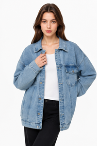 Women's Fall Oversized Drop Shoulder Denim Jacket