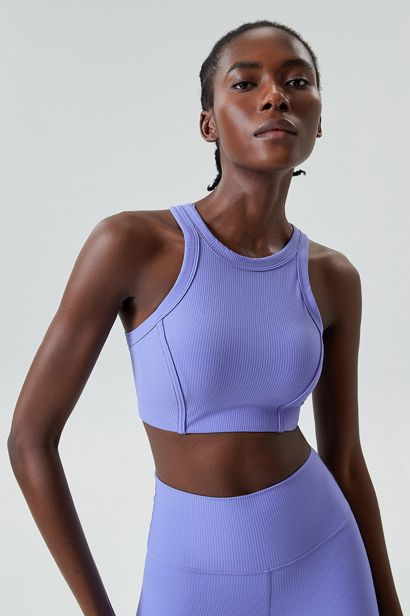 Solid threaded sports bra