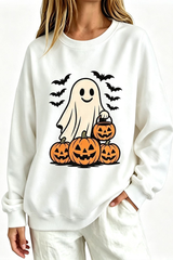Women's Fall Halloween Spooky Ghost Pumpkin Sweatshirt