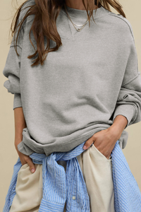 Women's Fall Oversize Side Slit Hem Drop Shoulder Pullover