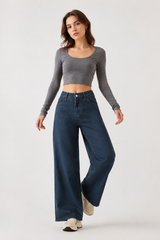 Women's High Waist Relaxed Straight Wide Leg Jeans