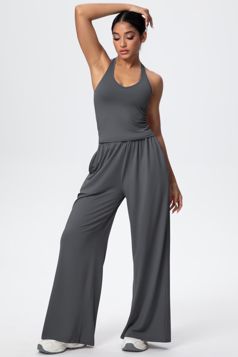Women’s Set: Halterneck Tank Top & Wide-Leg Pants