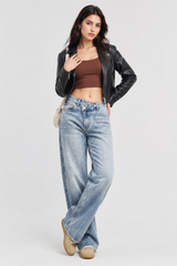 Women's High Waist Light Wash Vintage Baggy Wide Leg Jeans