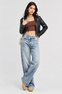 Women's High Waist Light Wash Vintage Baggy Wide Leg Jeans