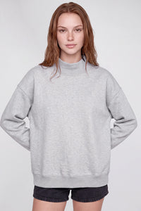 Women's Fall Fleece Mock Neck Sweatshirt with Side Neck Slit