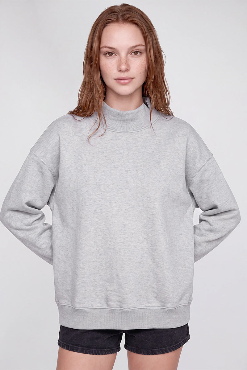 Women's Fall Fleece Mock Neck Sweatshirt with Side Neck Slit
