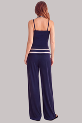 Women's Fall Vintage Halter Tank Top And Fold-Over Pant Sets