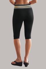 Women's Low-Rise Fold-Over Color-Block Striped Capri Legging