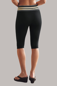 Women's Low-Rise Fold-Over Color-Block Striped Capri Legging