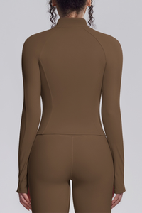Women's Stand Collar Full Zip Slim Fit Workout Yoga Jacket