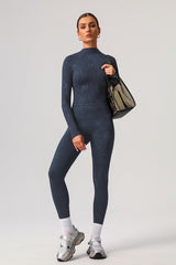 Women Gold Foil Fabric Sports Long Sleeves + Yoga Sports Leggings