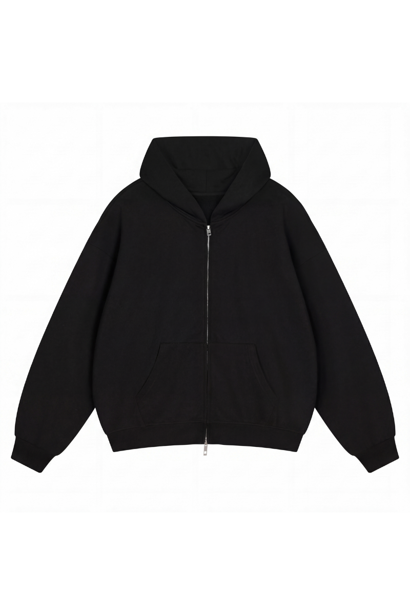 Unisex Fall Relaxed Drop Shoulder Full Zip Hooded Jacket