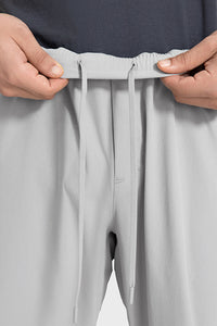 Men Loose Lightweight Quick-Dry Breathable High-Elastic Draped Straight-Leg Workout Sweatpants