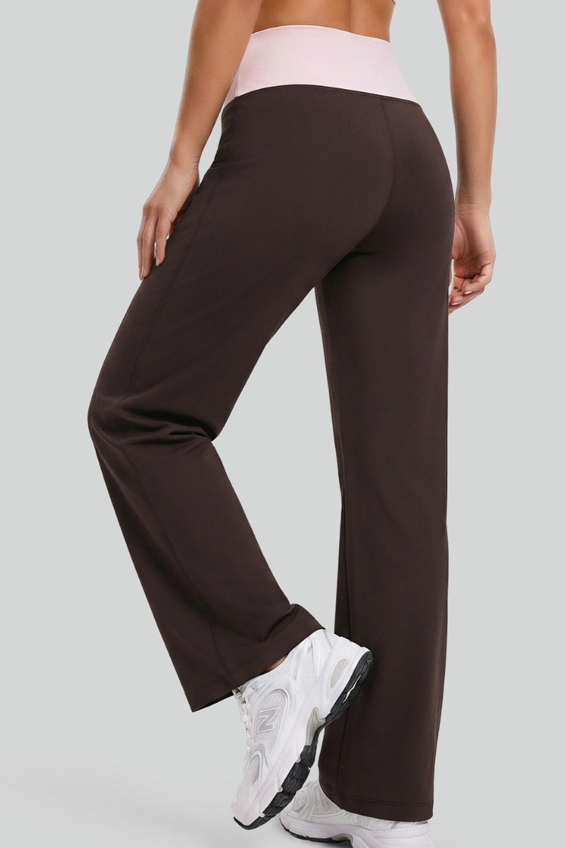 Women's Color‑Block Wide Waist Drawstring Wide Leg Pants